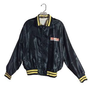 Vintage FM 106 Country Satin Bomber Jacket Black Large USA